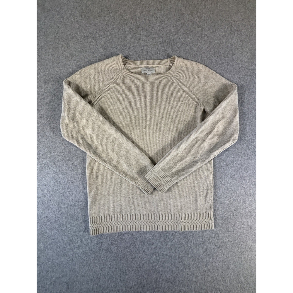 Lucky Brand Sweater‎ XS Beige Rib Knit Crewneck Long Sleeve Womens